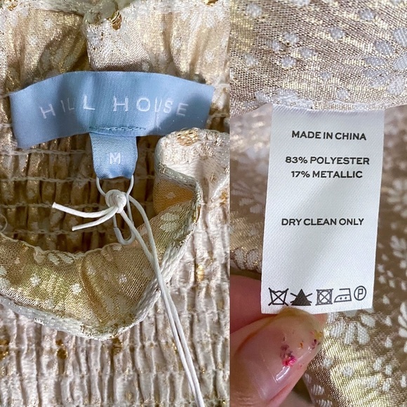 Hill House Dress Ellie Nap Sleeveless Ruffle Midi Bridal Gold Jacquard M NWT - Picture 6 of 7